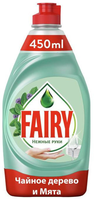 Средство для мытья посуды Fairy "Нежные руки. Чайное дерево и мята", 450 мл
