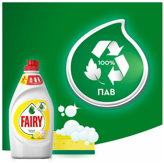 Средство для мытья посуды Fairy "Сочный лимон", 450 мл