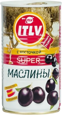 Маслины с косточкой ITLV Super черные, 350г