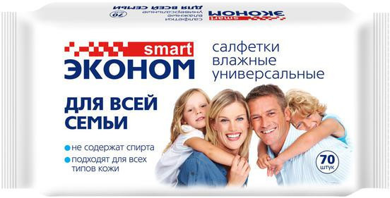СМАРТ Эконом Салфетки влажные для всей семьи 70шт