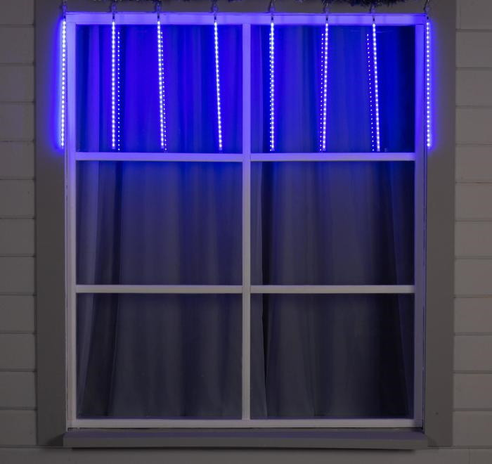 Гирлянда "Сосульки" 2.5 х 0.5 м, IP65, прозрачная нить, 288 LED, свечение синее с эффектом стекания, 12 В