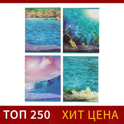 Тетрадь 48 листов в клетку, Calligrata «Океан», МИКС