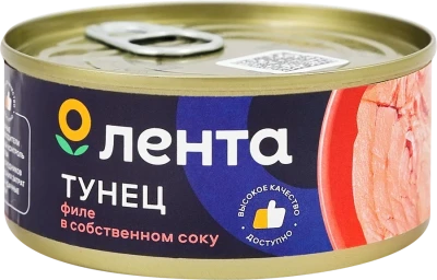 Тунец ЛЕНТА филе в собственном соку, 160г