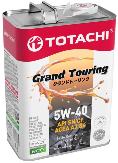 Масло моторное Totachi Grand Touring, SN/CF 5W-40, синтетическое, 4 л