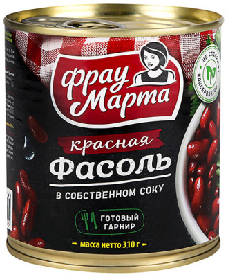Фасоль Фрау Марта красная натуральная 310 г
